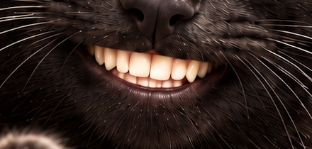 Close-up of the cat's wide grin